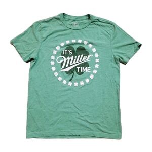 Miller High Life St. Patrick's Day T-Shirt Medium Green Shamrock Beer Logo Irish